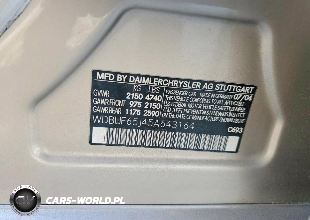 2005 Mercedes-Benz E 320 VIN:WDBUF65J45A643164 - 12