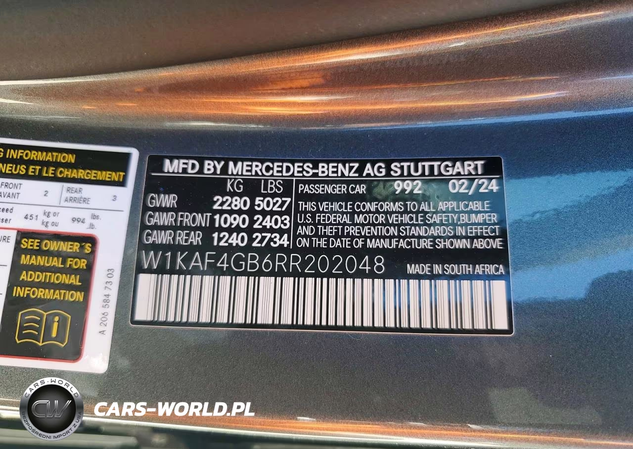 2024 Mercedes-Benz C 300 VIN:W1KAF4GB6RR202048 - 12