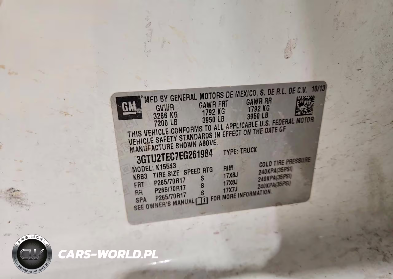 2014 GMC Sierra K1500 VIN:3GTU2TEC7EG261984 - 13