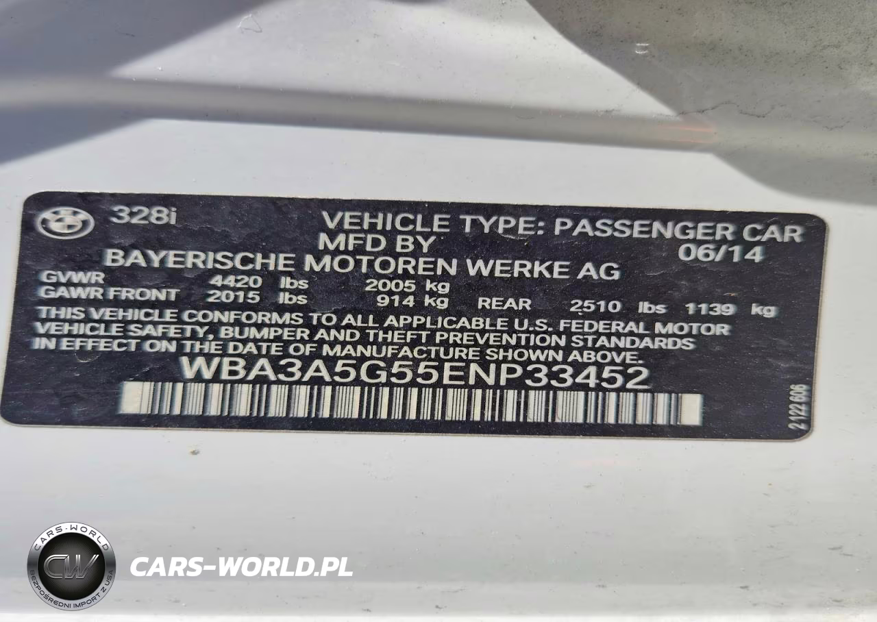 2014 BMW 328 I VIN:WBA3A5G55ENP33452 - 12