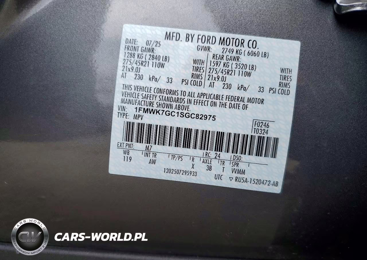 2025 Ford Explorer St VIN:1FMWK7GC1SGC82975 - 14