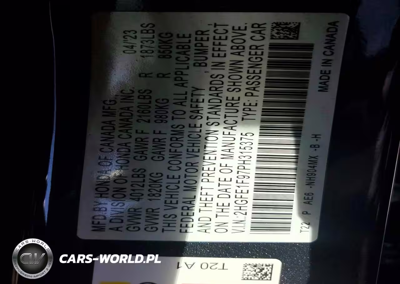 2023 Honda Civic Touring VIN:2HGFE1F97PH315375 - 12