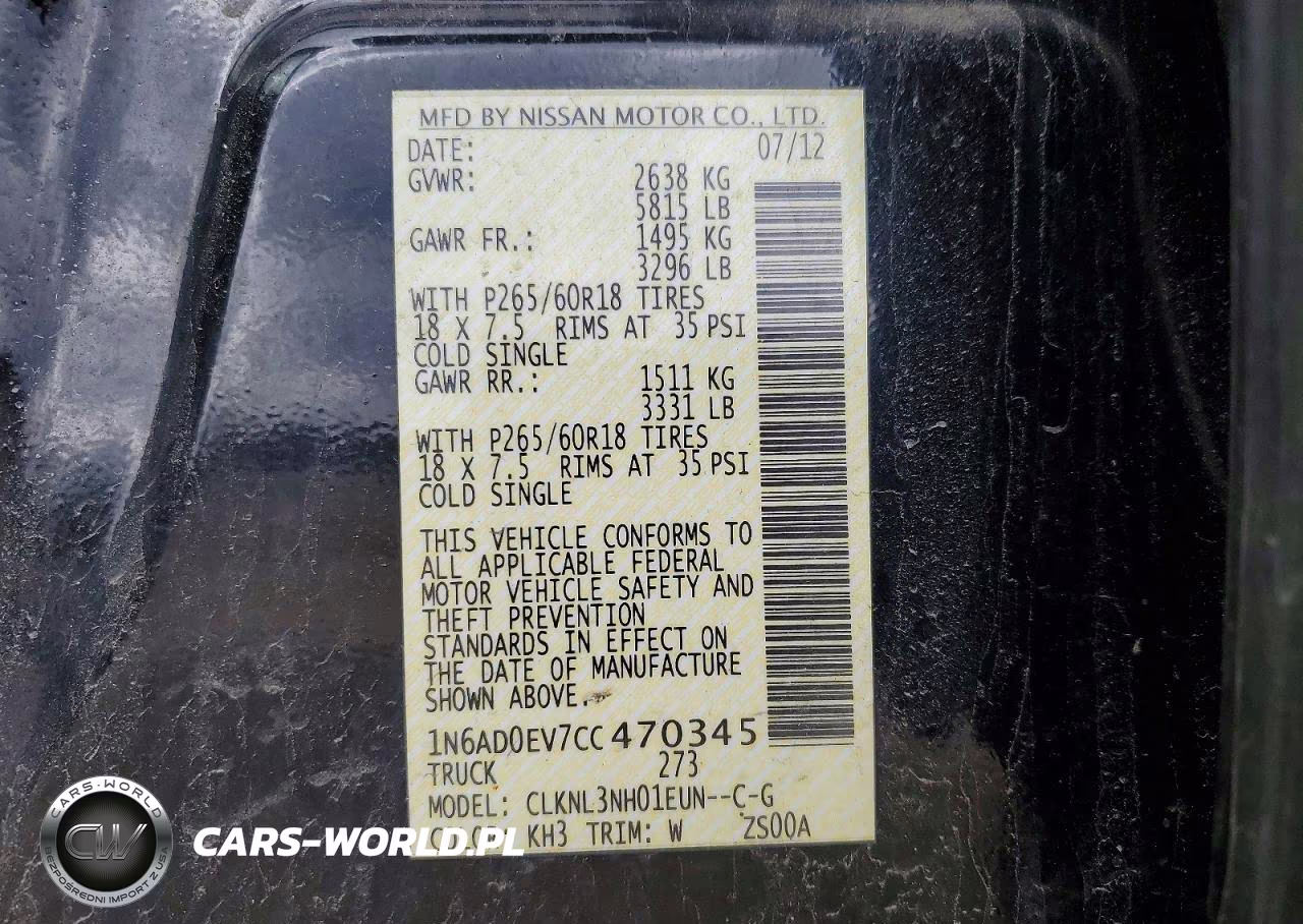 2012 Nissan Frontier S VIN:1N6AD0EV7CC470345 - 12