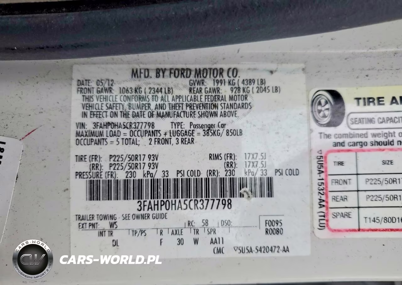 2012 Ford Fusion Se VIN:3FAHP0HA5CR377798 - 12