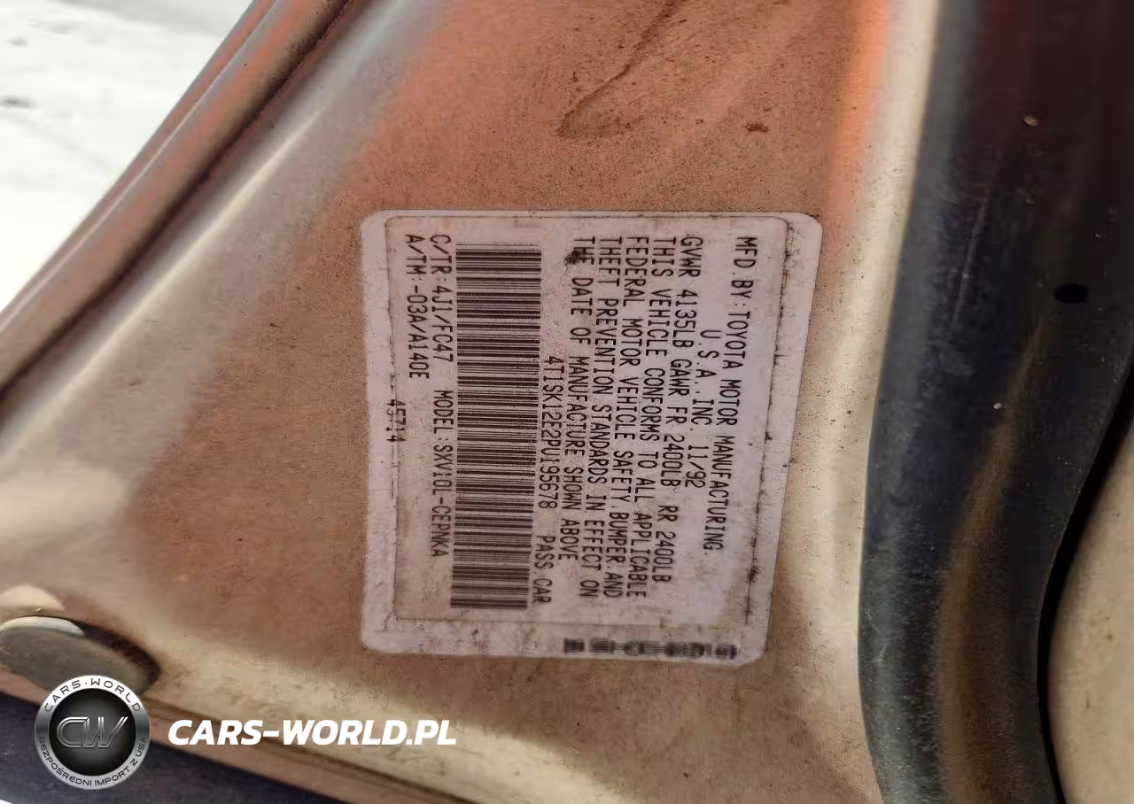 1993 Toyota Camry Le VIN:4T1SK12E2PU195678 - 12