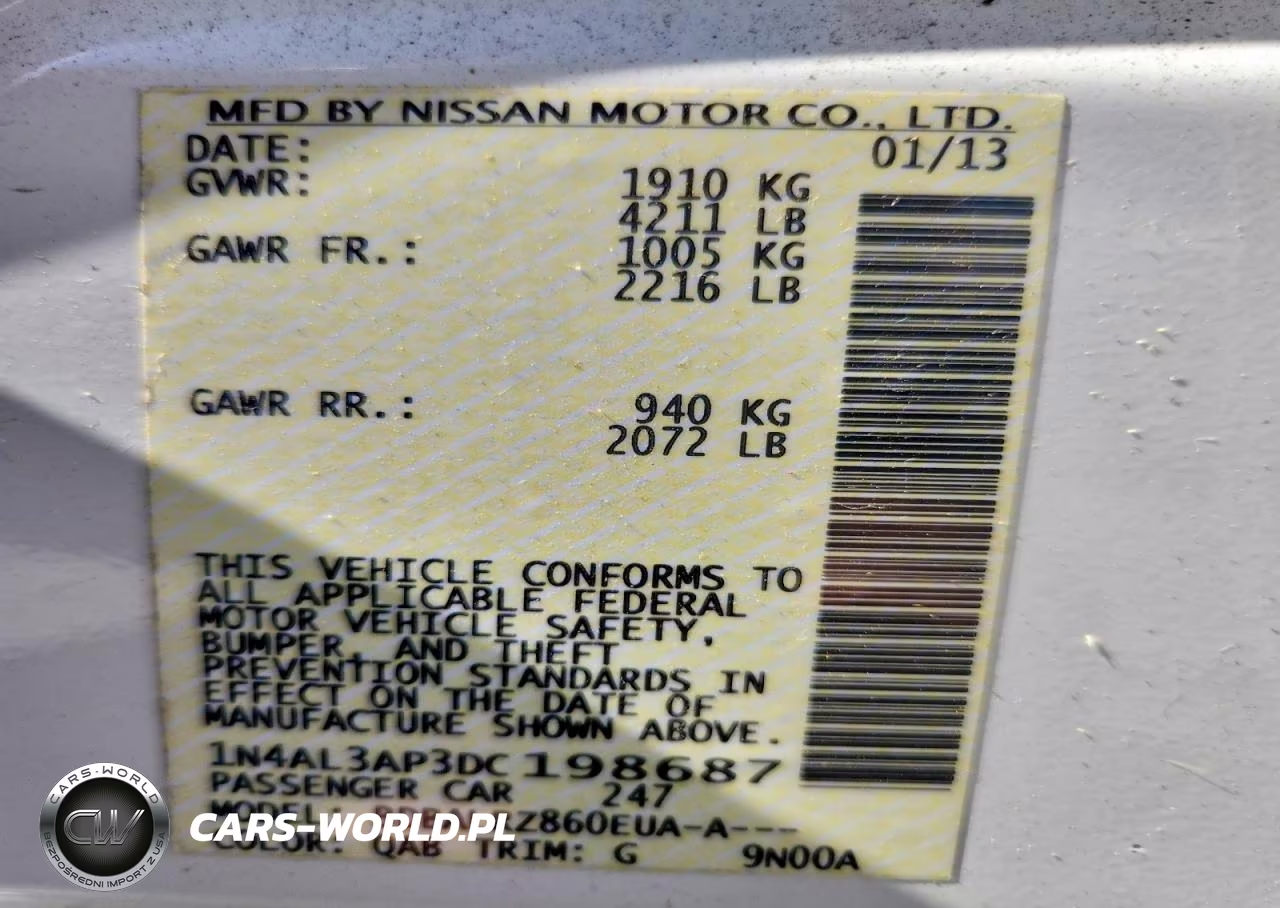 2013 Nissan Altima 2.5 VIN:1N4AL3AP3DC198687 - 12