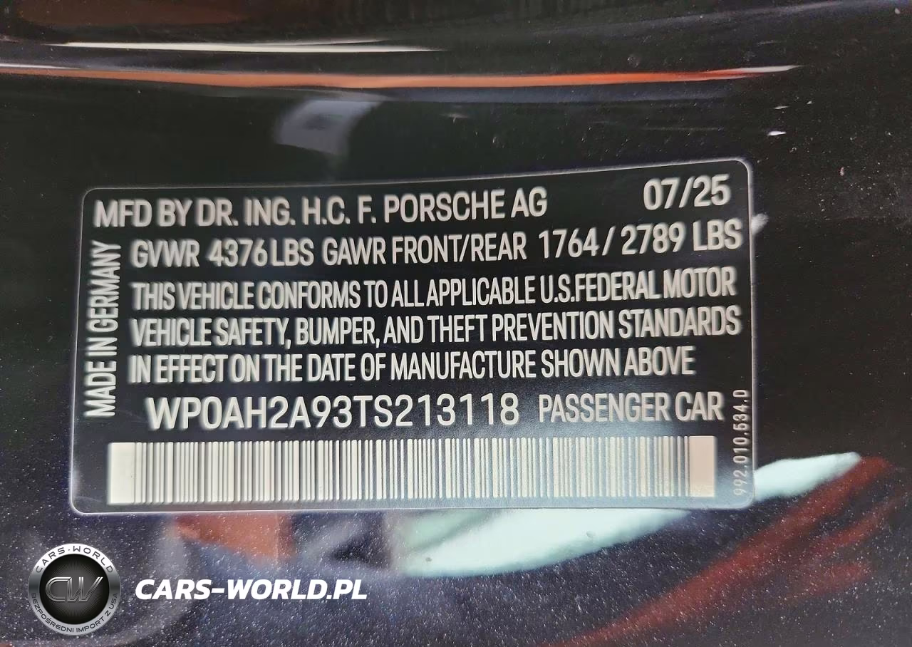 2026 Porsche 911 Carrera S VIN:WP0AH2A93TS213118 - 12
