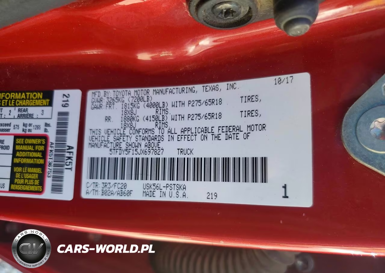 2018 Toyota Tundra Sr5 VIN:5TFDY5F15JX697827 - 12