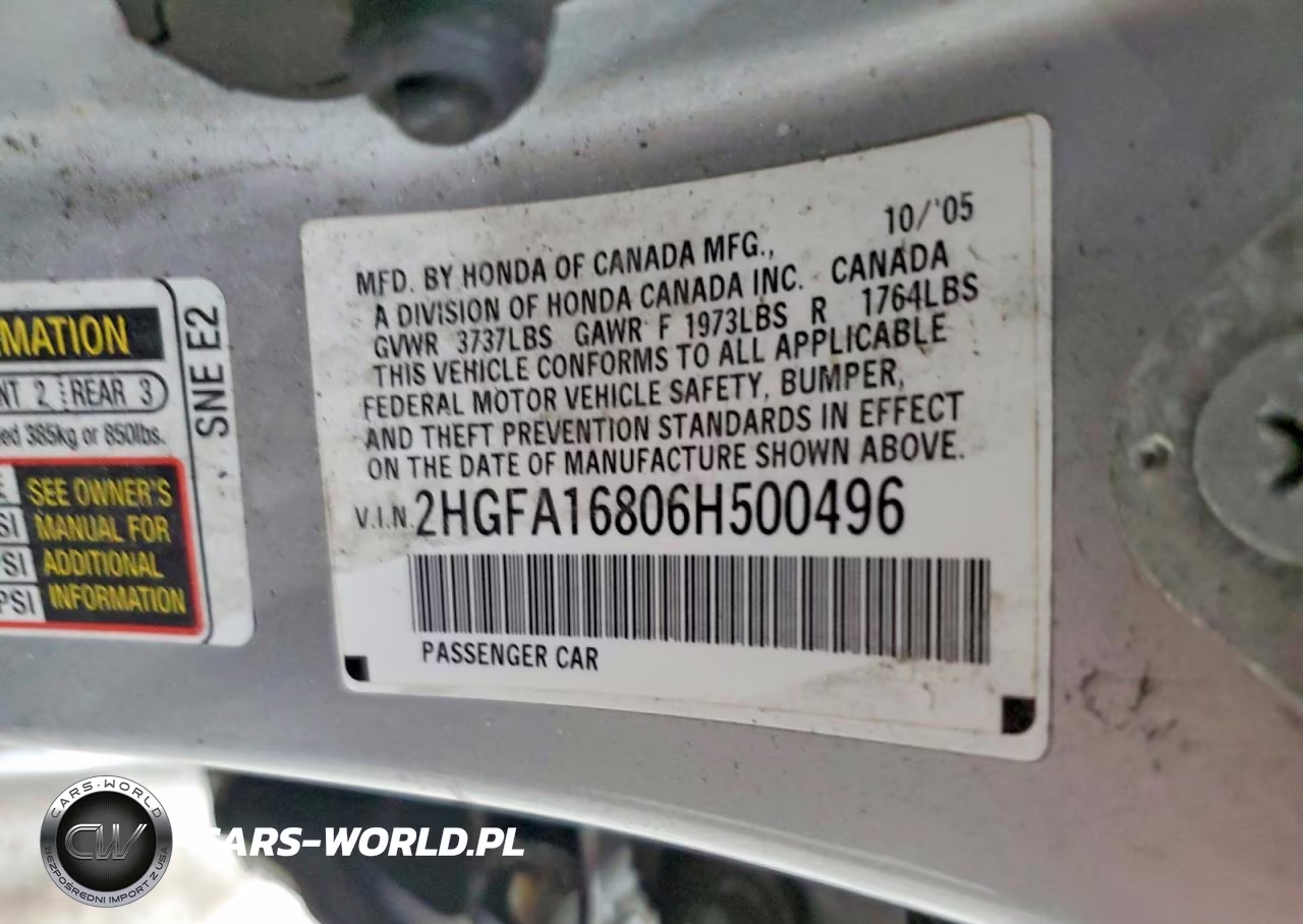 2006 Honda Civic Ex VIN:2HGFA16806H500496 - 12