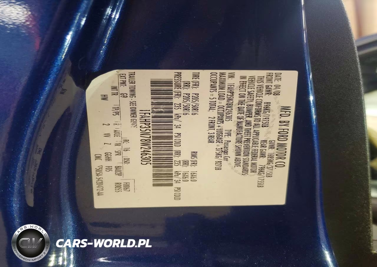 2008 Ford Focus VIN:1FAHP35N78W246305 - 12