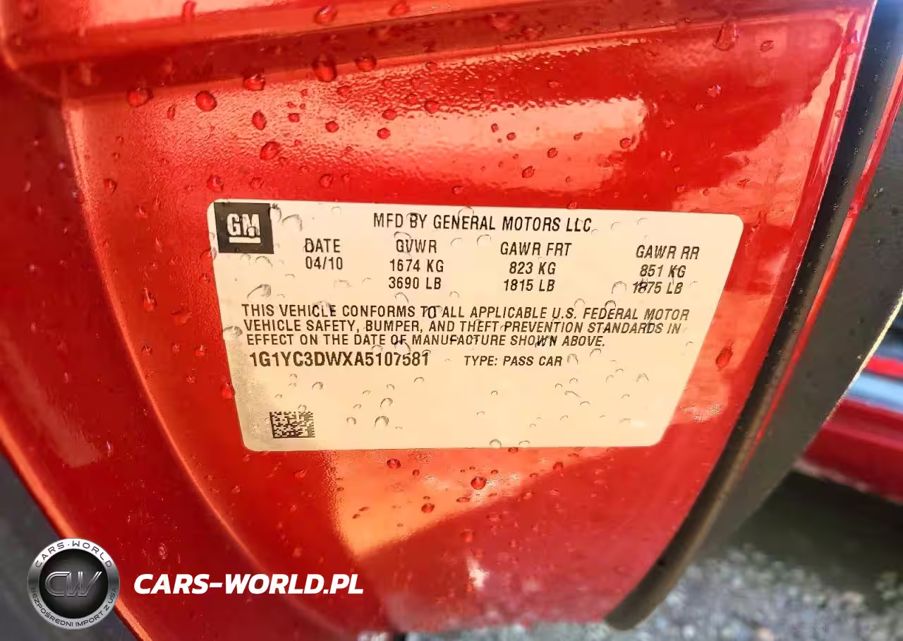 2010 Chev Corvette VIN:1G1YC3DWXA5107581 - 13