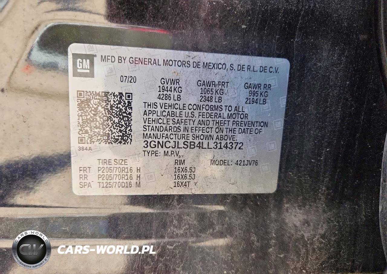 2020 Chevrolet Trax 1Lt VIN:3GNCJLSB4LL314372 - 13