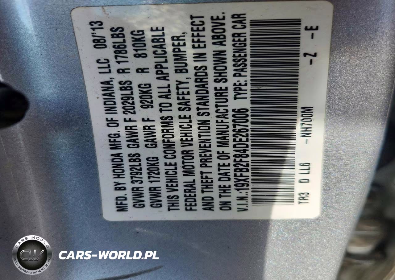2013 Honda Civic Ex VIN:19XFB2F84DE267006 - 13