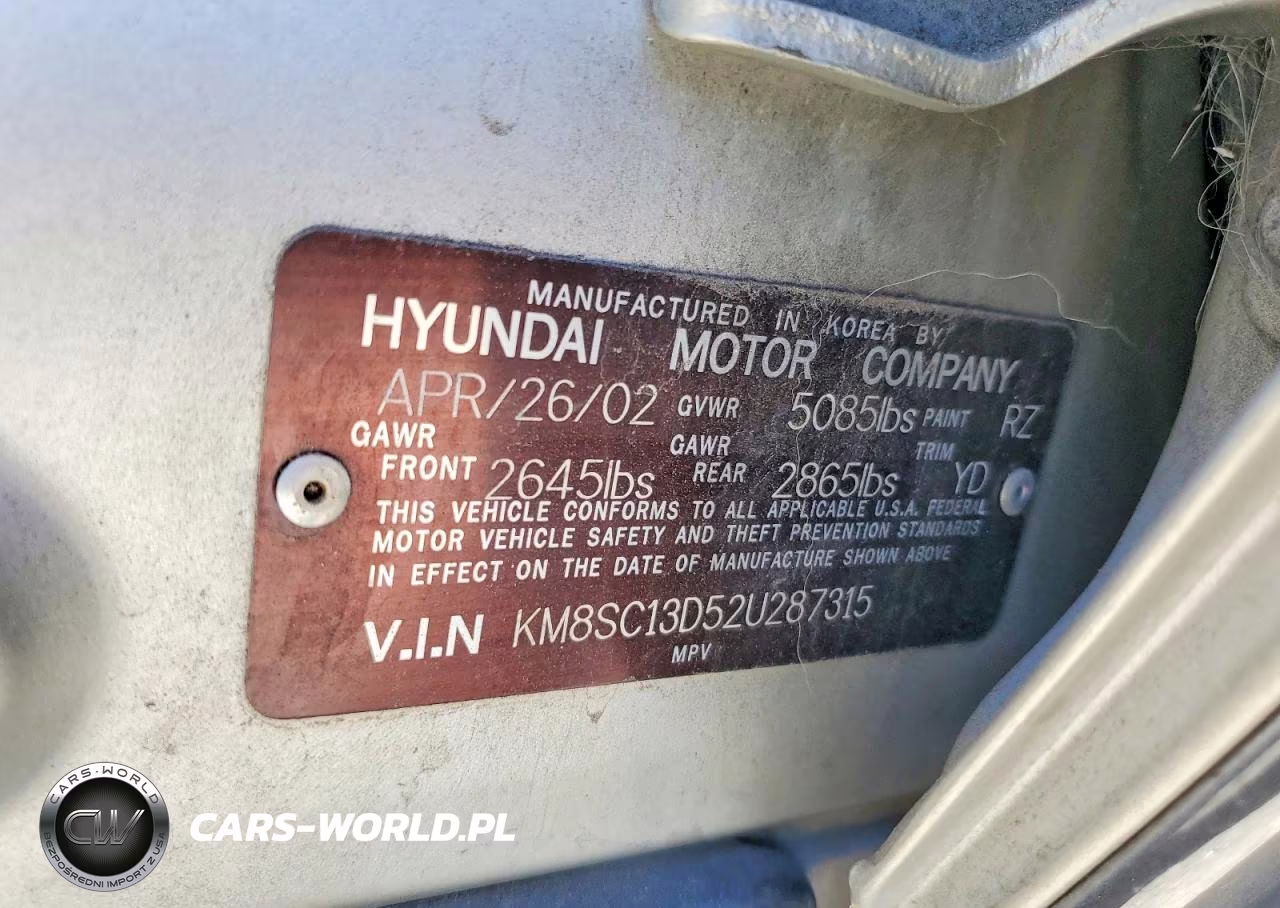 2002 Hyundai Santa Fe Gls VIN:KM8SC13D52U287315 - 13