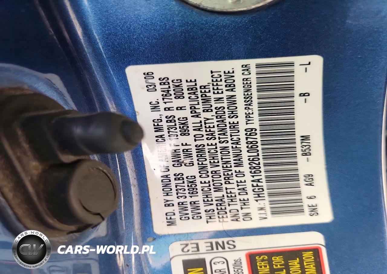 2006 Honda Civic Ex VIN:1HGFA16826L068769 - 13