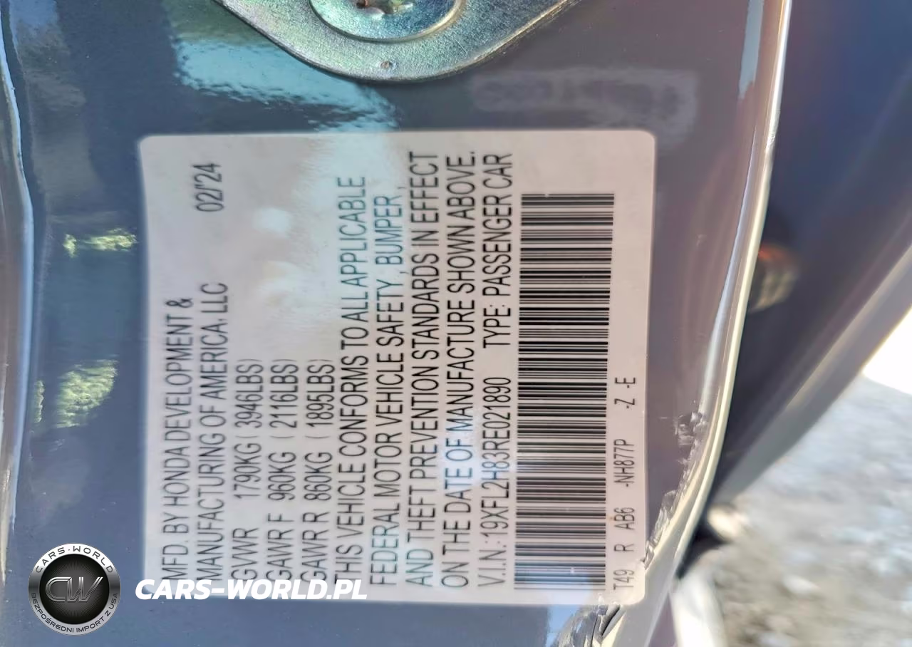 2024 Honda Civic Sport VIN:19XFL2H83RE021890 - 12