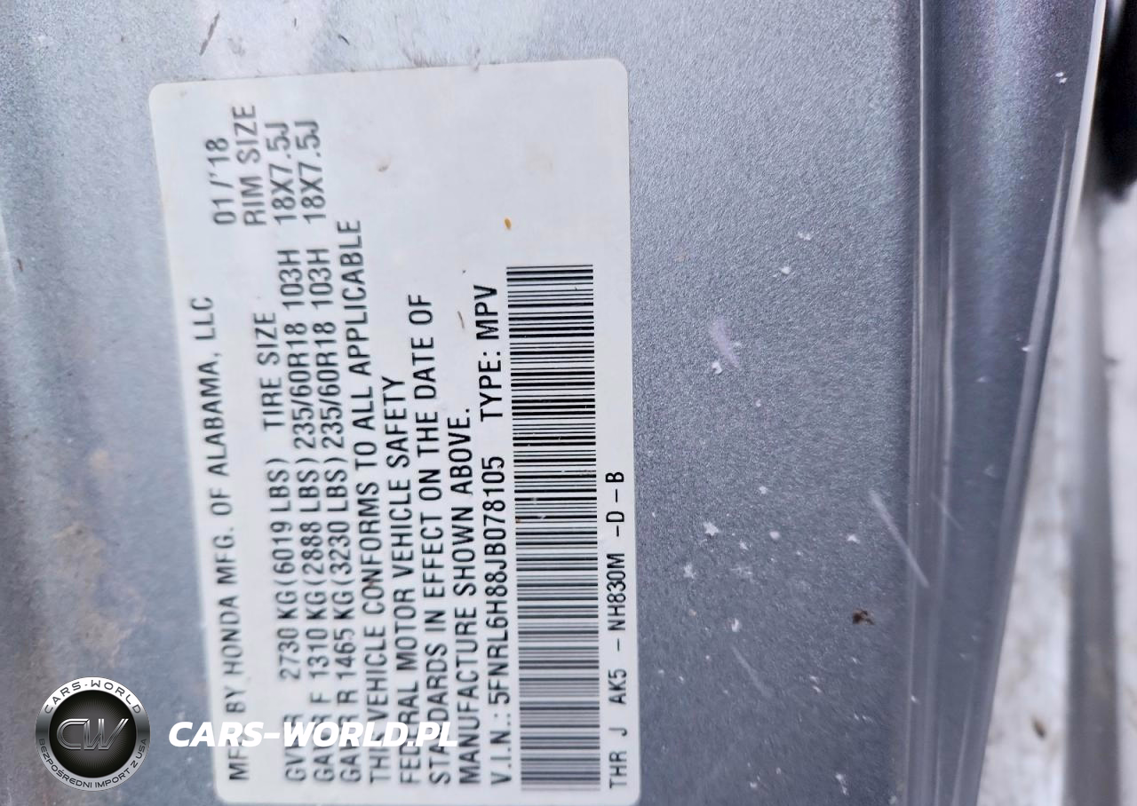 2018 Honda Odyssey Touring VIN:5FNRL6H88JB078105 - 13