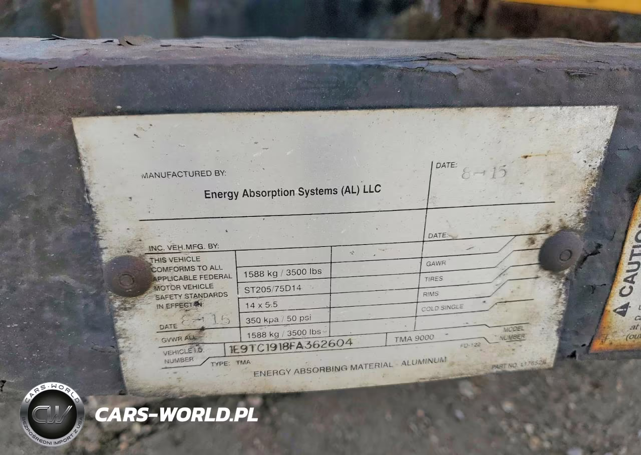 2015 Energy Absorption Systems Crash Attenuator VIN:1E9TC1918FA362604 - 10