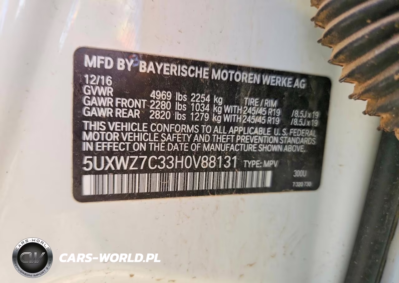 2017 BMW X3 Sdrive28I VIN:5UXWZ7C33H0V88131 - 12