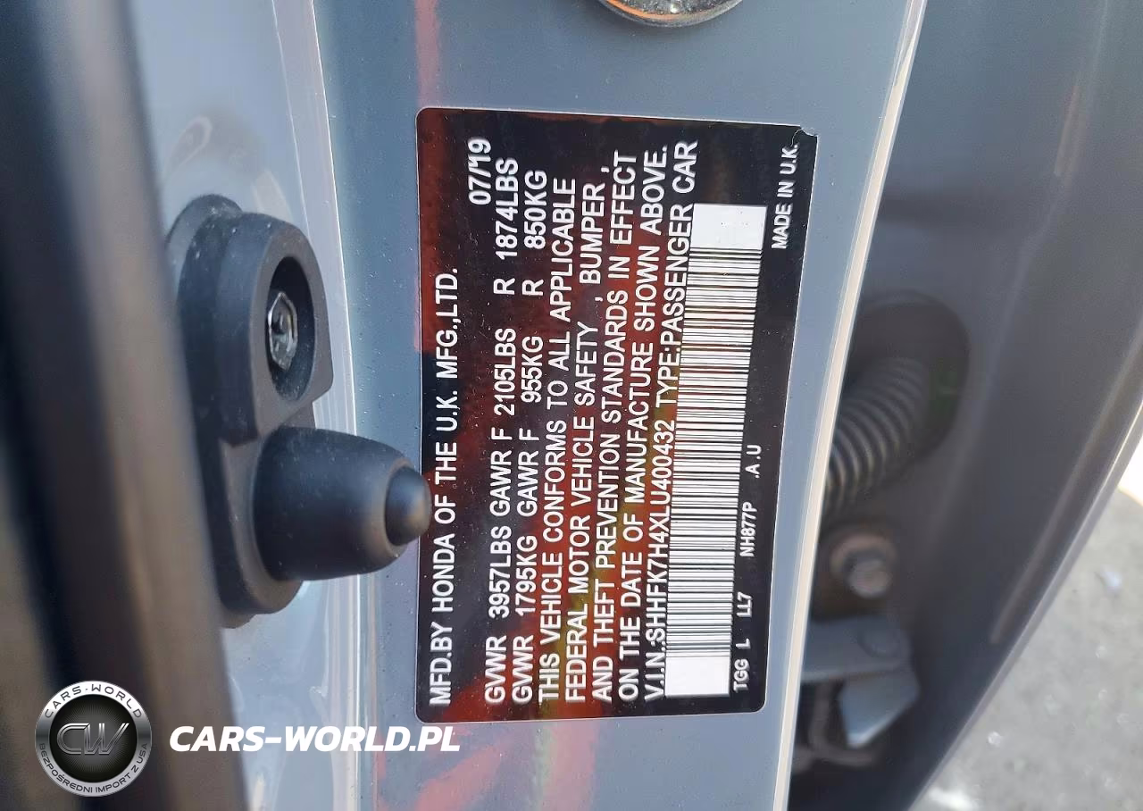 2020 Honda Civic Sport VIN:SHHFK7H4XLU400432 - 13