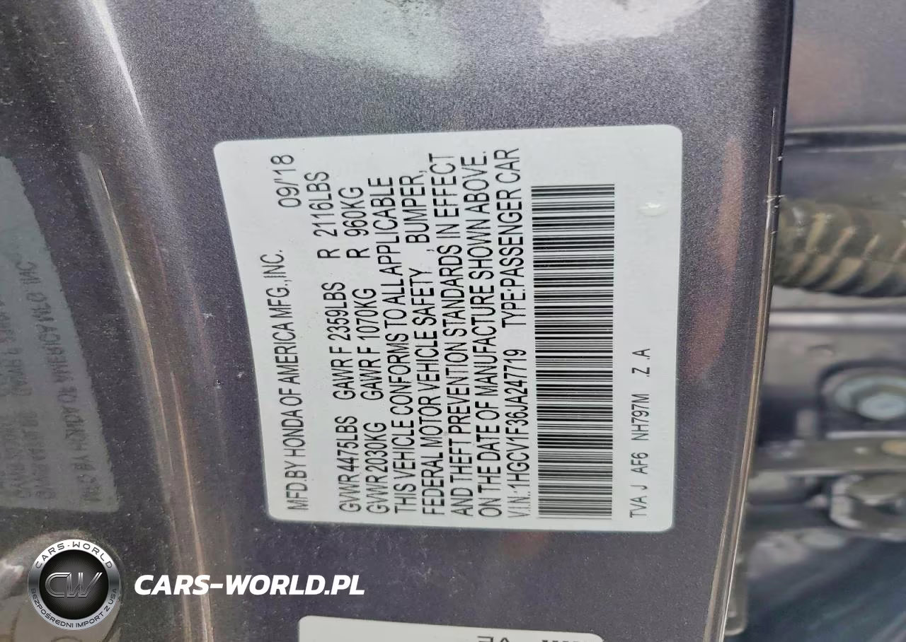 2018 Honda Accord Sport VIN:1HGCV1F36JA247719 - 12