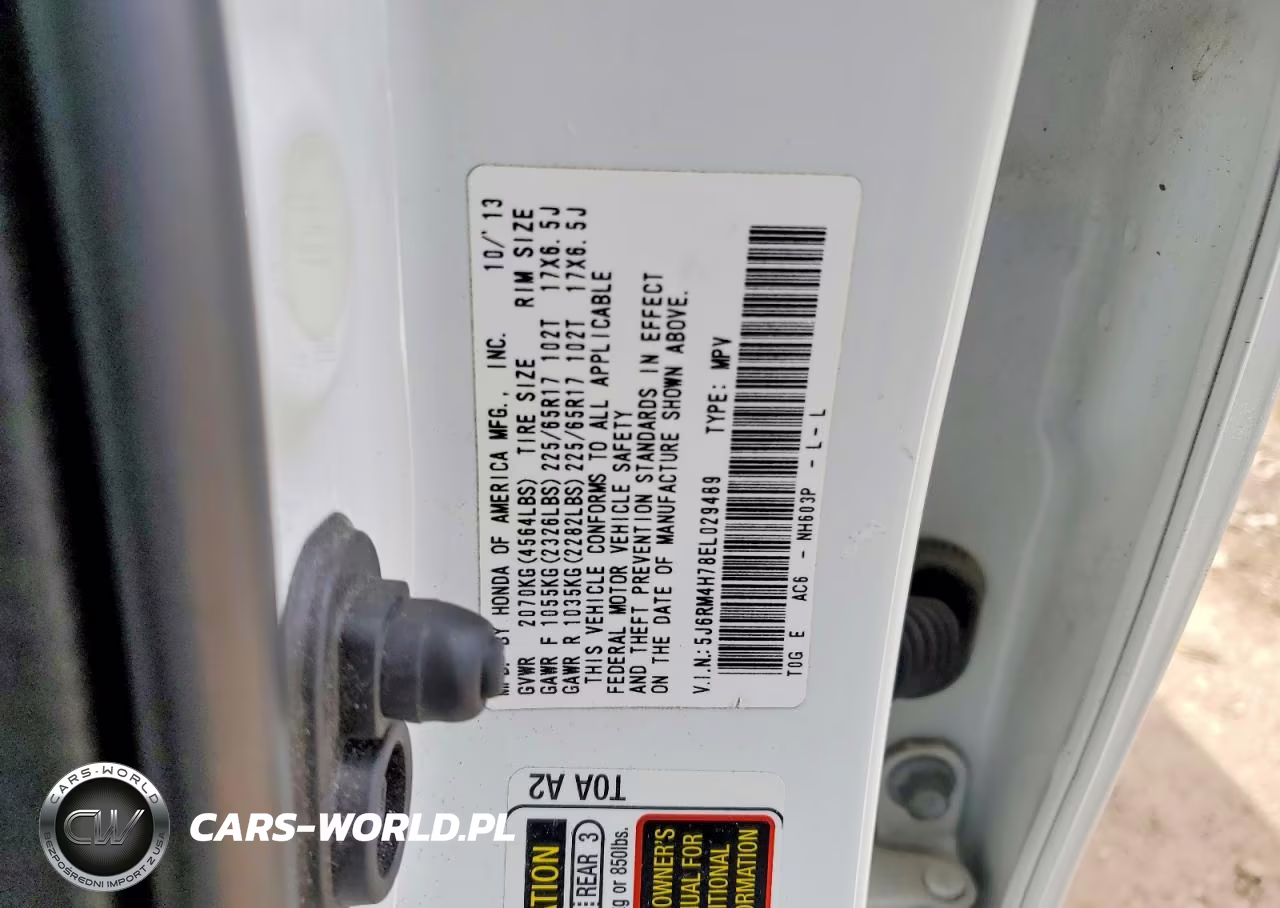 2014 Honda Cr-V Exl VIN:5J6RM4H78EL029489 - 12