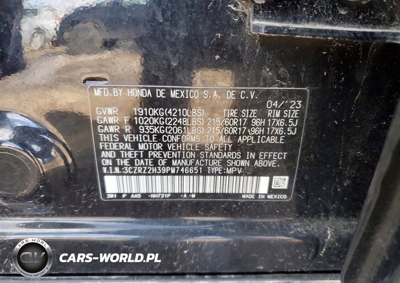2023 Honda Hr-V Lx VIN:3CZRZ2H39PM746651 - 12