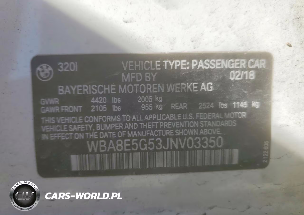 2018 BMW 320 Xi VIN:WBA8E5G53JNV03350 - 13