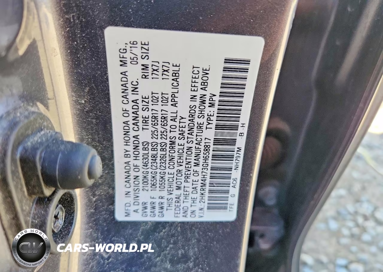 2016 Honda Cr-V Exl VIN:2HKRM4H73GH658817 - 13