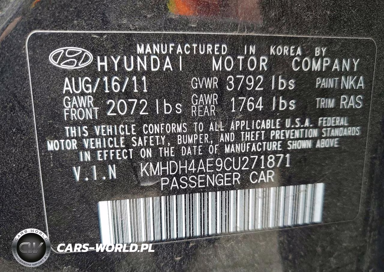 2012 Hyundai Elantra Limited VIN:KMHDH4AE9CU271871 - 12