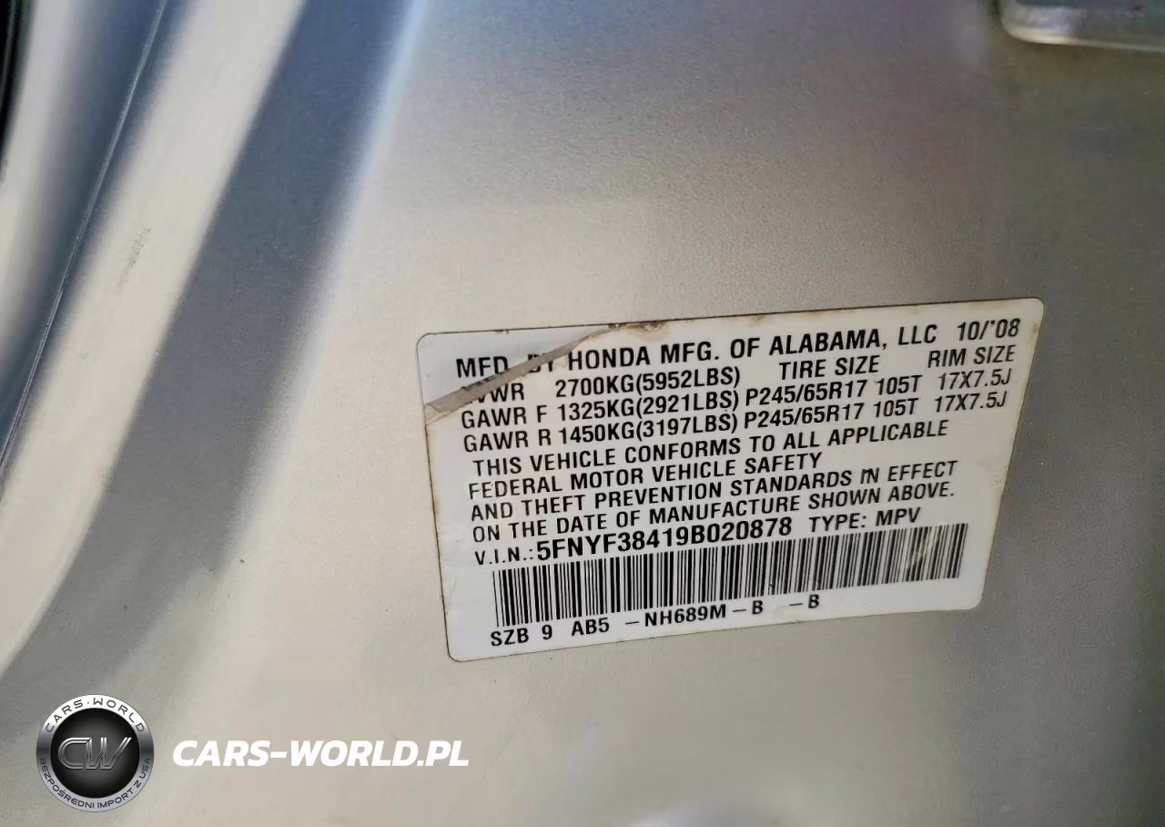 2009 Honda Pilot Ex VIN:5FNYF38419B020878 - 13