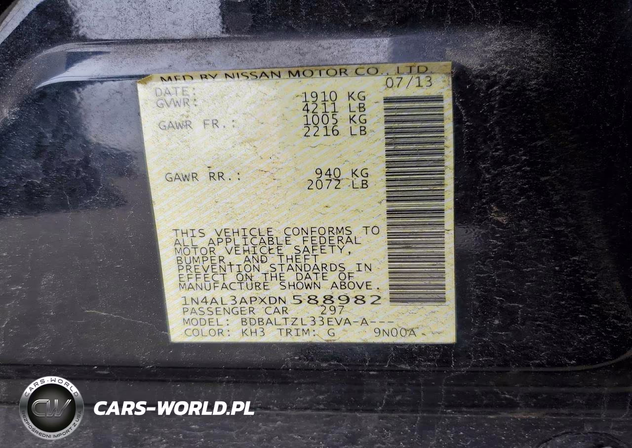 2013 Nissan Altima 2.5 VIN:1N4AL3APXDN588982 - 12