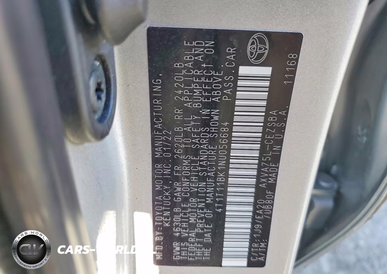 2022 Toyota Camry Se VIN:4T1T11BK1NU056684 - 12