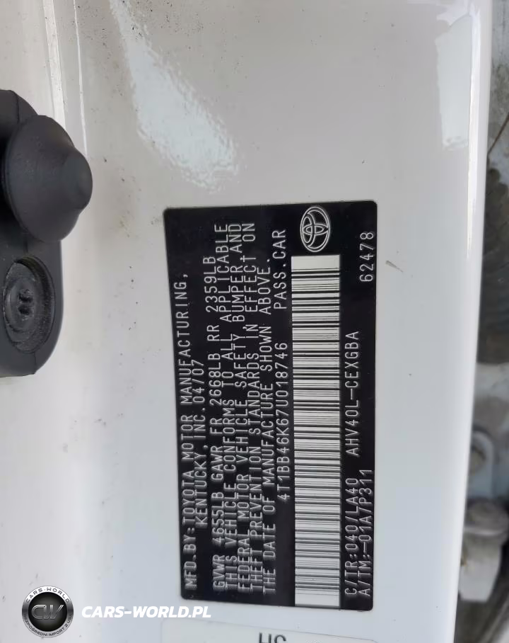 2007 Toyota Camry Hybrid VIN:4T1BB46K67U018746 - 12