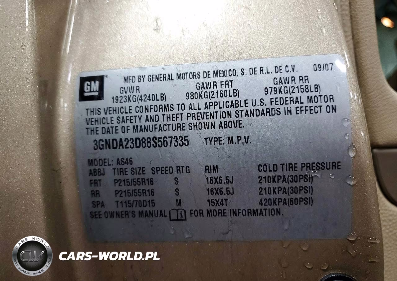 2008 Chevrolet Hhr Lt VIN:3GNDA23D88S567335 - 12