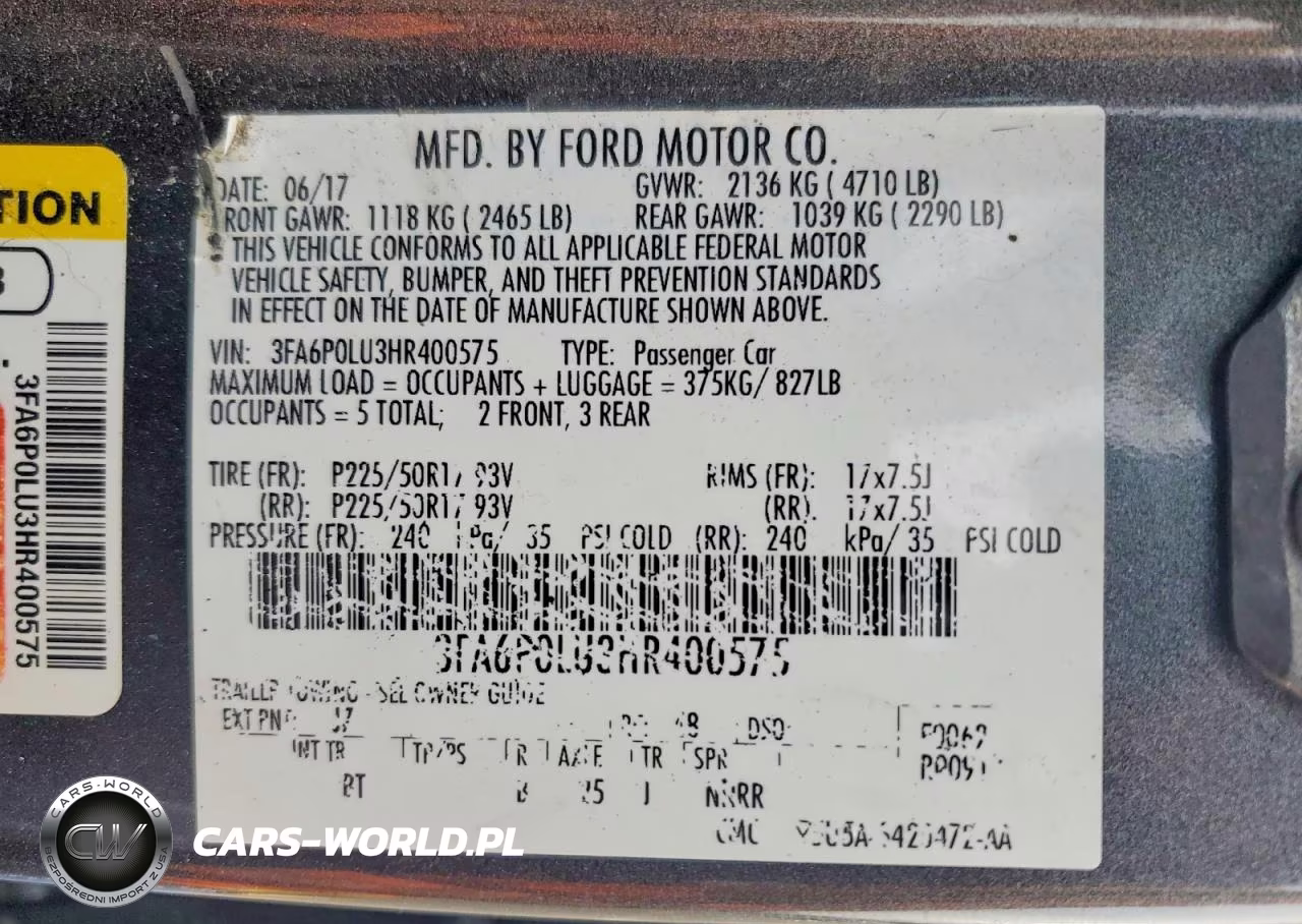 2017 Ford Fusion Se Hybrid VIN:3FA6P0LU3HR400575 - 12