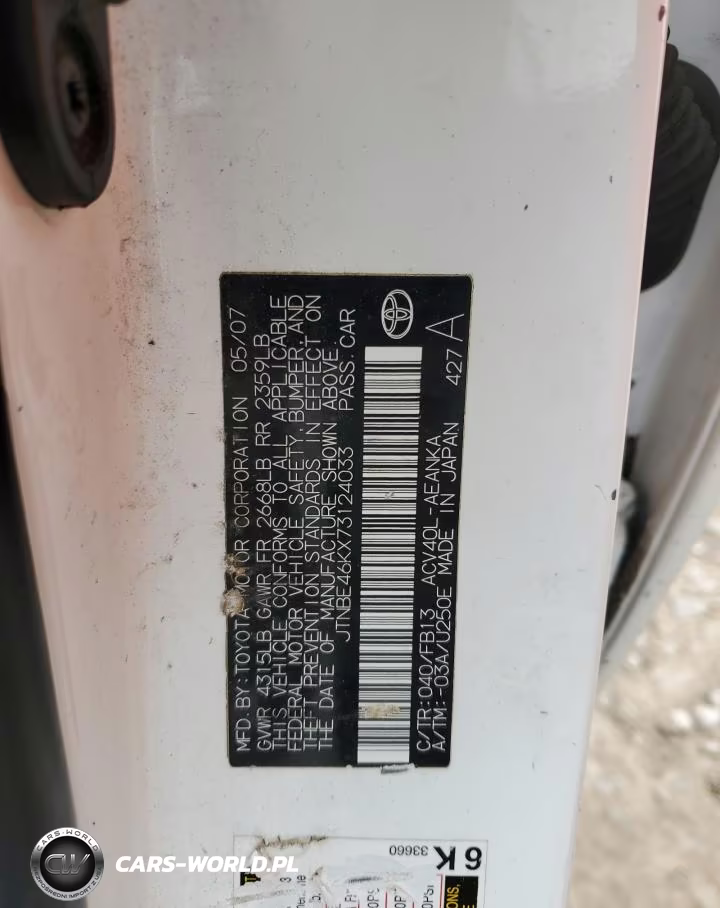 2007 Toyota Camry Ce VIN:JTNBE46KX73124033 - 13