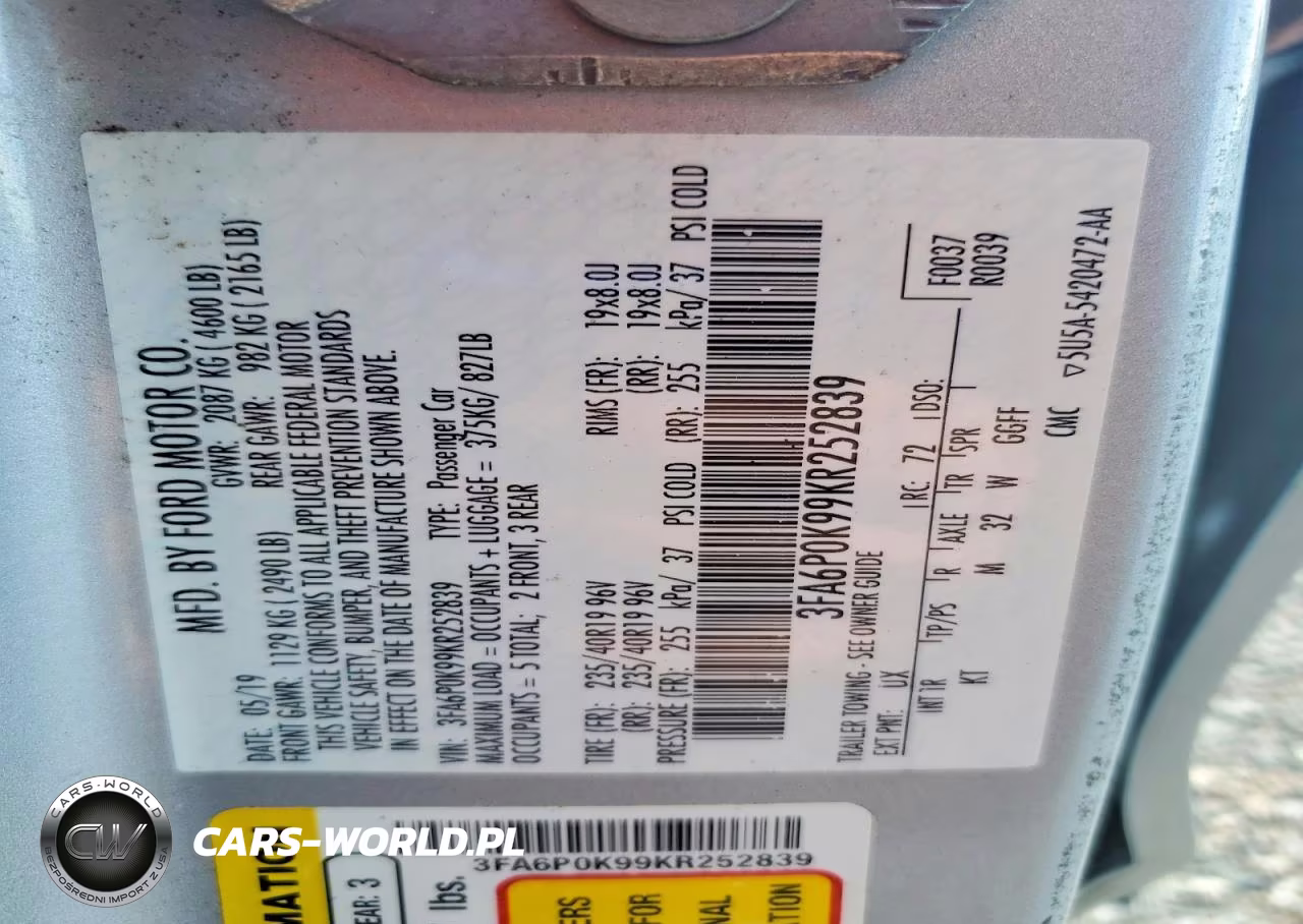 2019 Ford Fusion Titanium VIN:3FA6P0K99KR252839 - 12