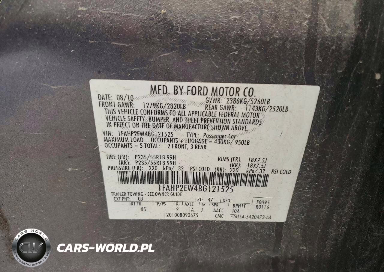 2011 Ford Taurus Sel VIN:1FAHP2EW4BG121525 - 12