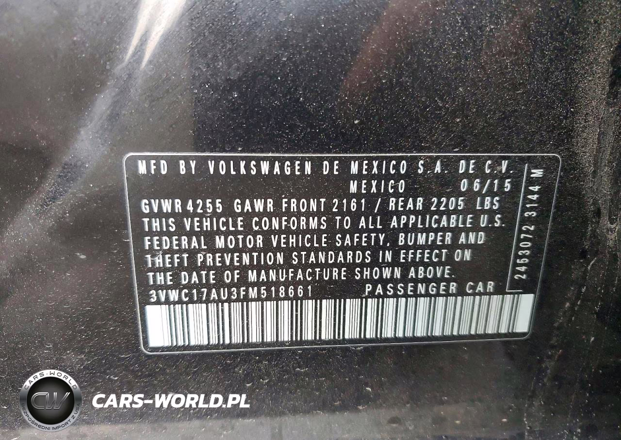 2015 Volkswagen Golf Sportwagen S VIN:3VWC17AU3FM518661 - 12