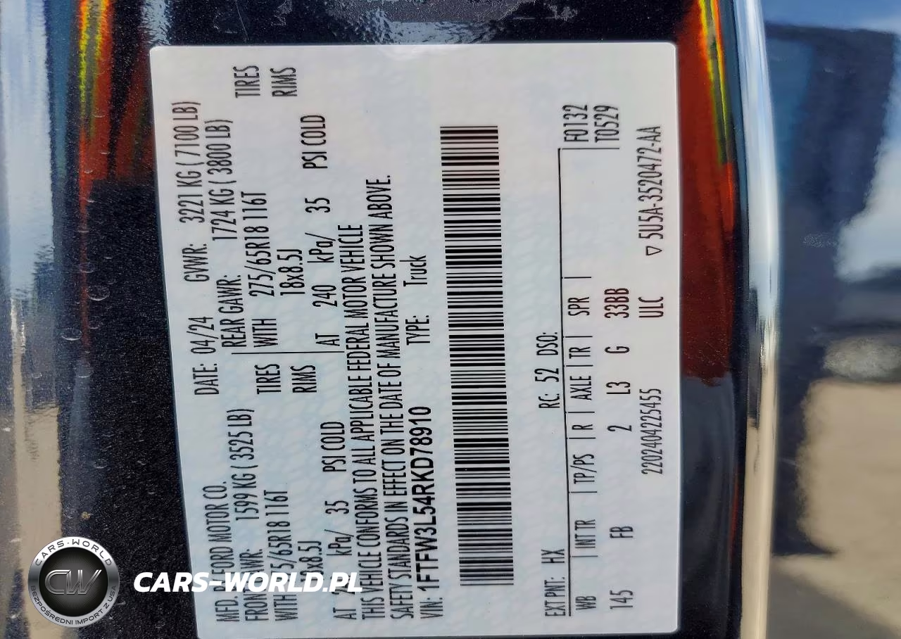 2024 Ford F150 Xlt VIN:1FTFW3L54RKD78910 - 13