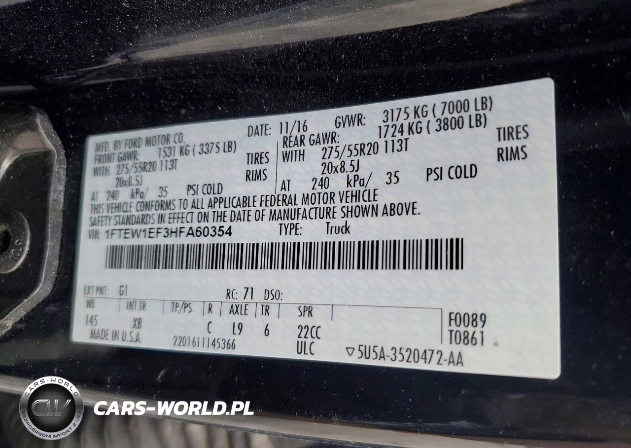 2017 Ford F150 Supercrew VIN:1FTEW1EF3HFA60354 - 12