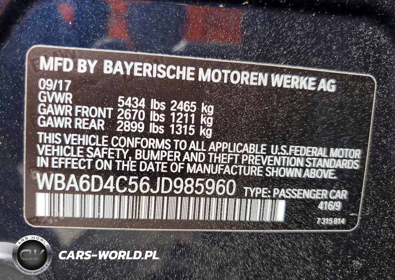 2018 BMW 650 I Gran Coupe VIN:WBA6D4C56JD985960 - 12