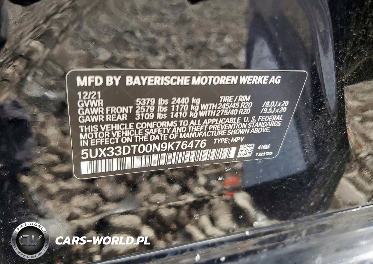2022 BMW X4 xDrive30I VIN:5UX33DT00N9K76476 - 13