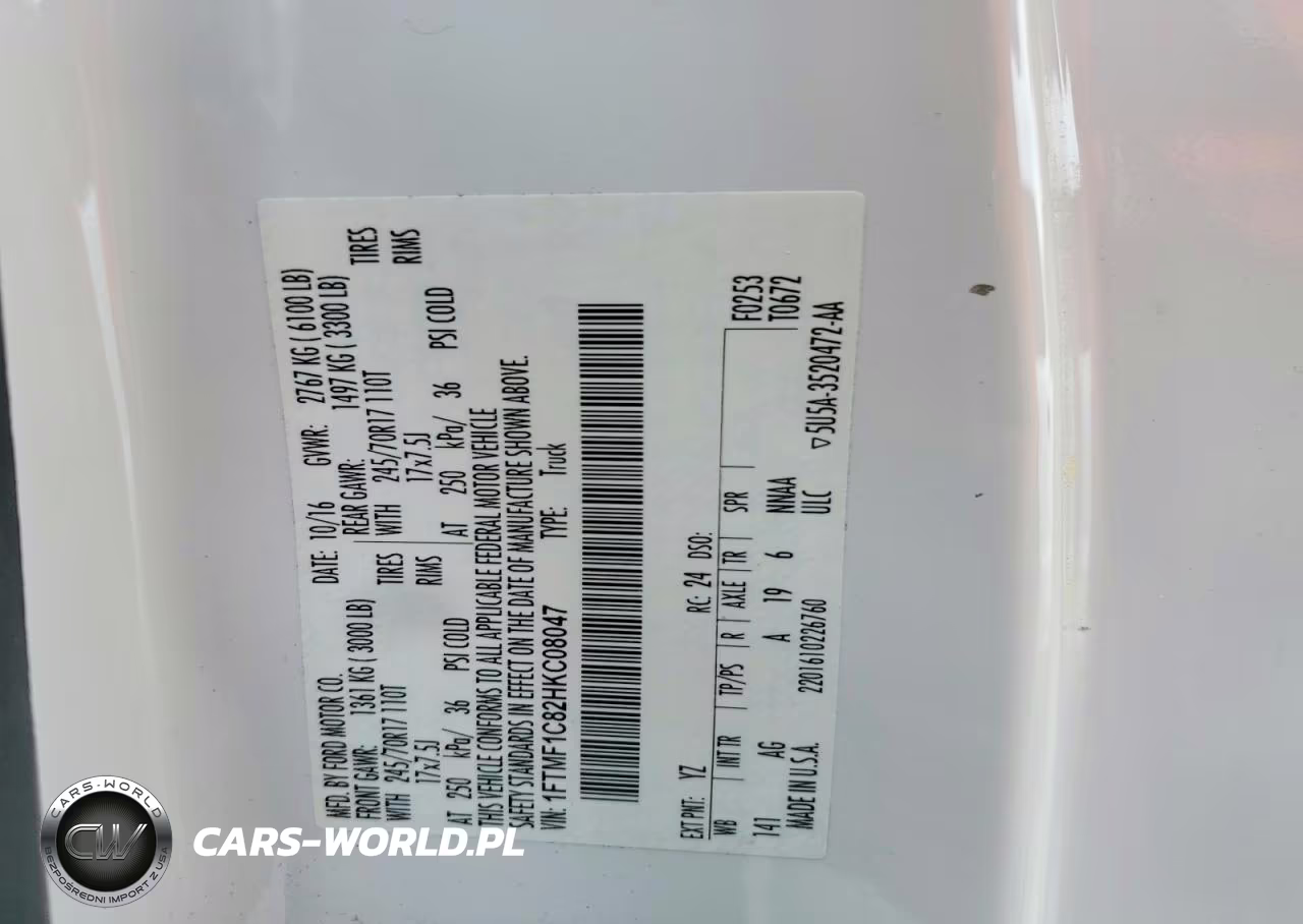 2017 Ford F150 VIN:1FTMF1C82HKC08047 - 12