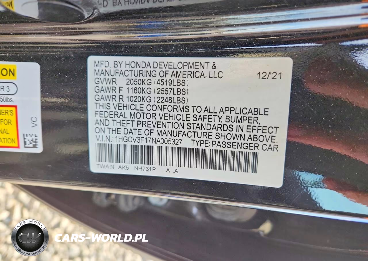 2022 Honda Accord Hybrid VIN:1HGCV3F17NA005327 - 13