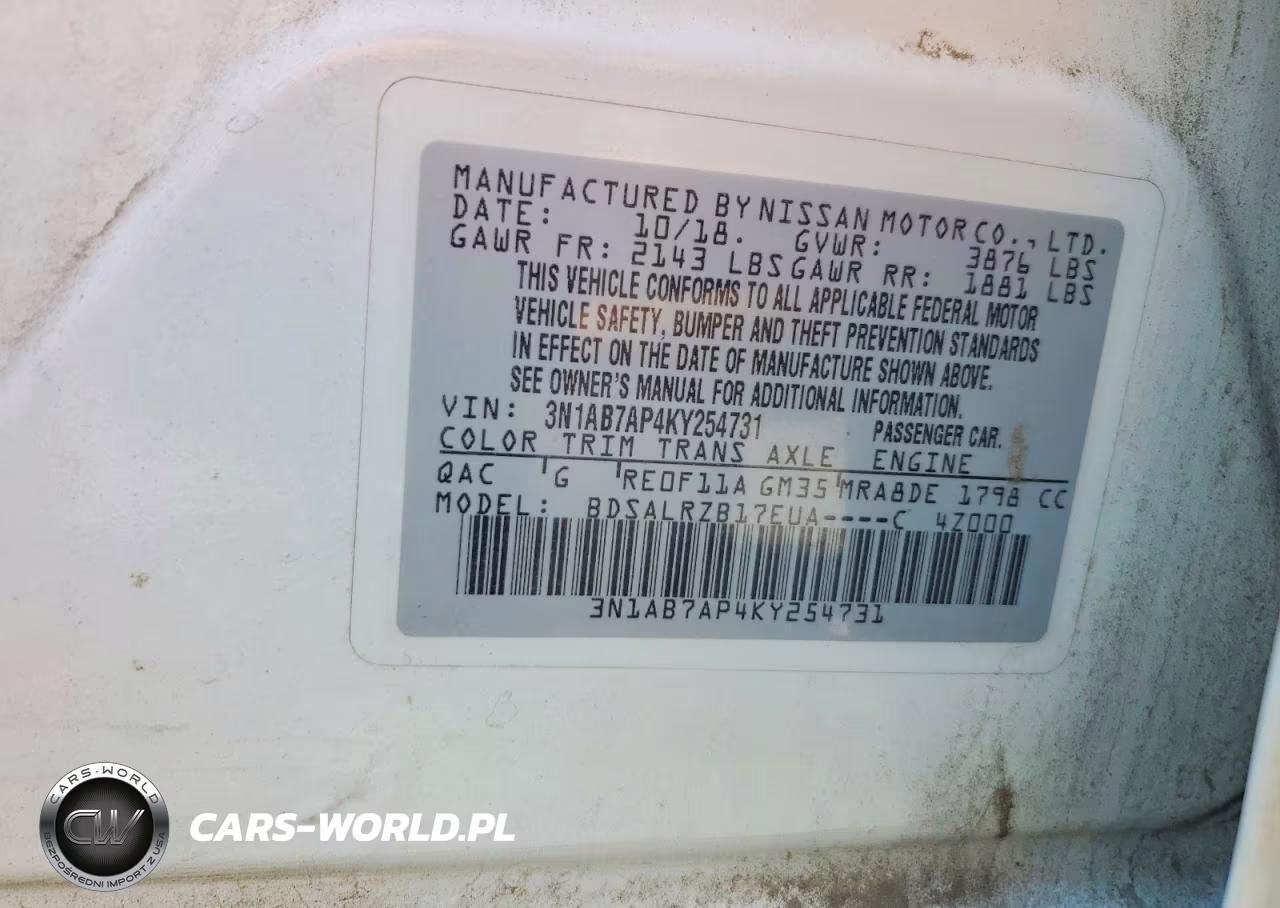2019 Nissan Sentra Sr VIN:3N1AB7AP4KY254731 - 12