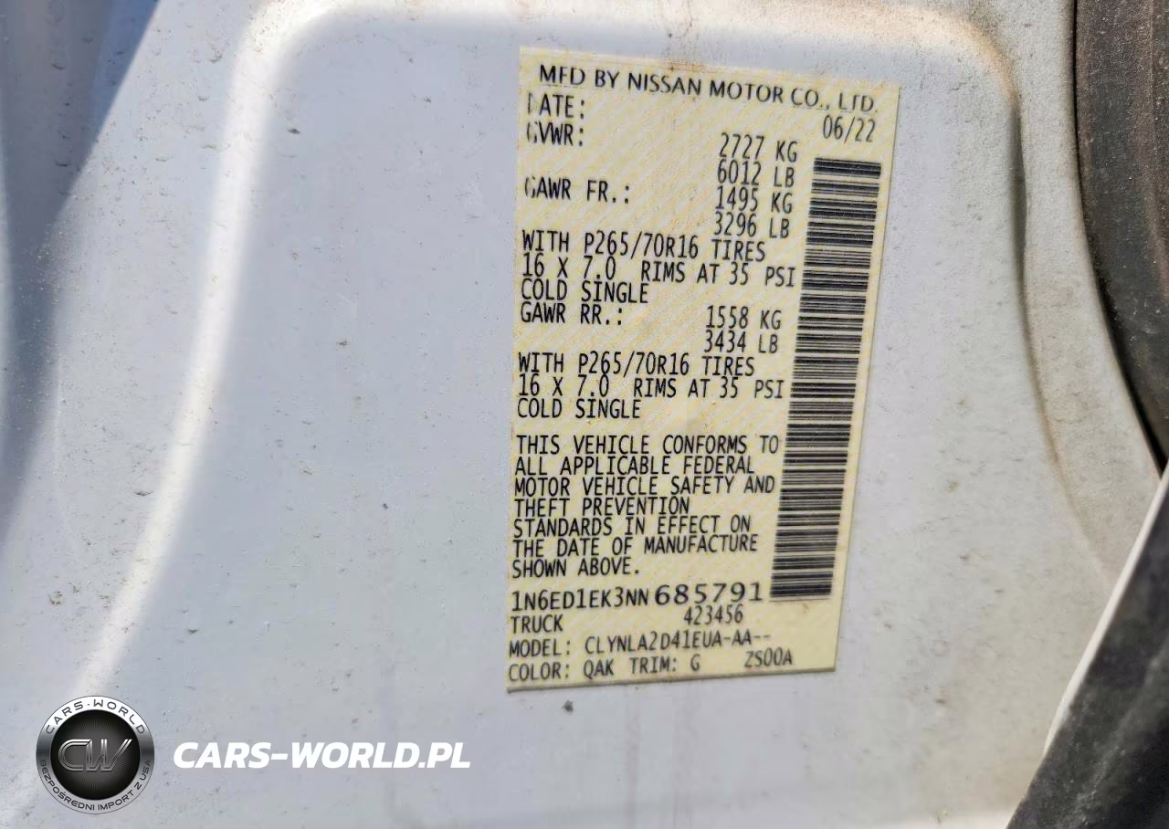 2022 Nissan Frontier S VIN:1N6ED1EK3NN685791 - 13