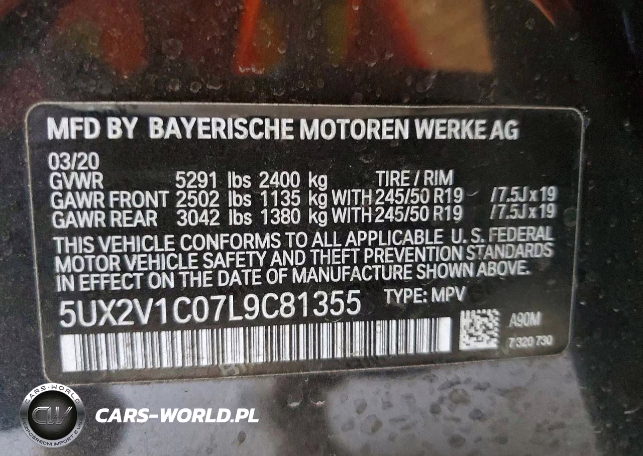 2020 BMW X4 xDrive30I VIN:5UX2V1C07L9C81355 - 12