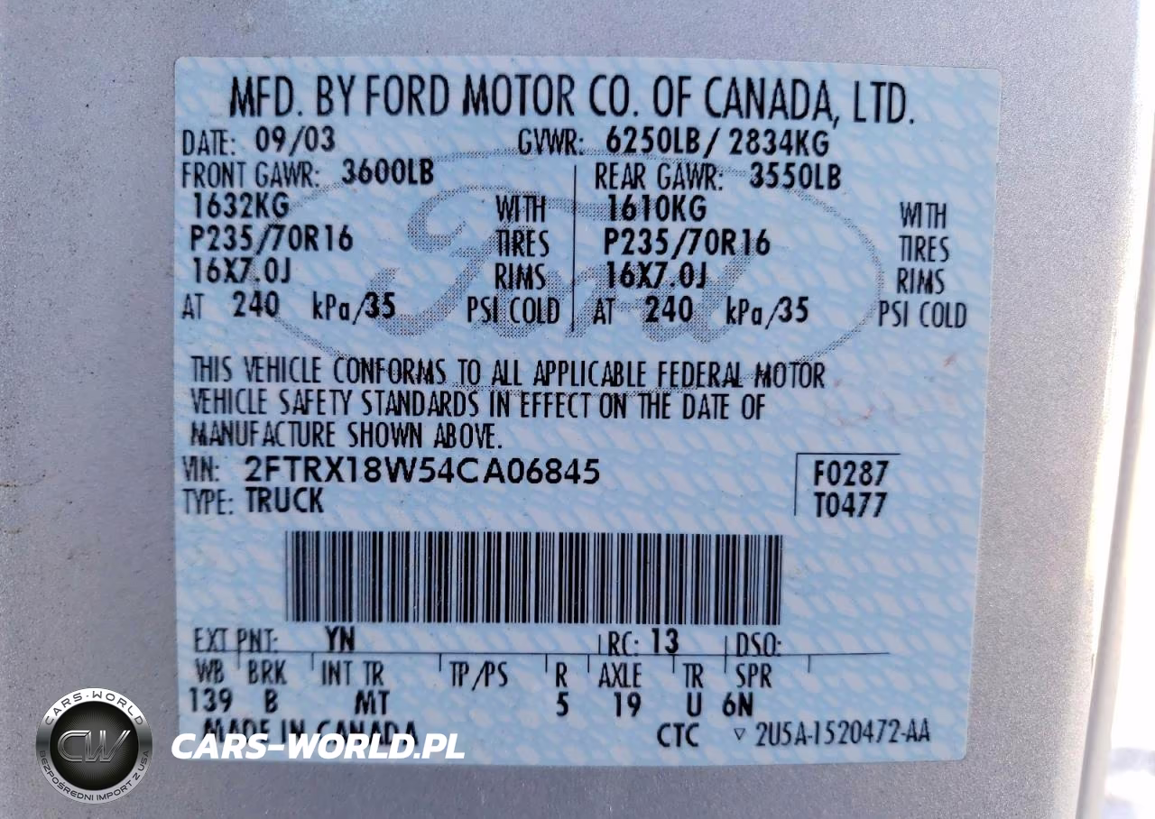 2004 Ford F-150 Heritage Classic VIN:2FTRX18W54CA06845 - 12